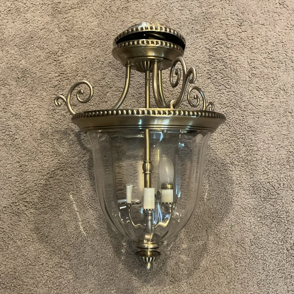 Luxurious Vintage 3-Light Large Pendant Pewter Chandelier Lighting Lamp X-Large